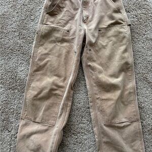Women’s Carhartt Tan Canvas Cargo Work Pants Size 31